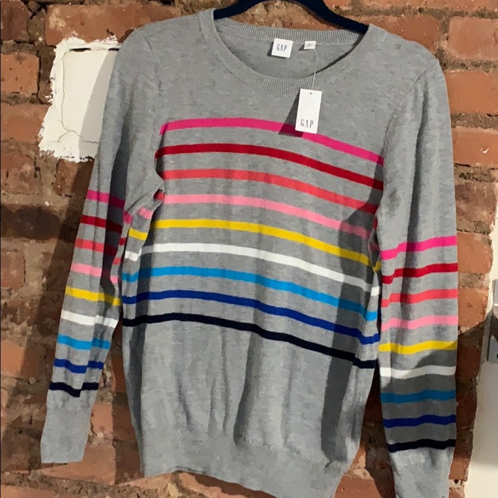 Gap Grey Rainbow Striped Sweater